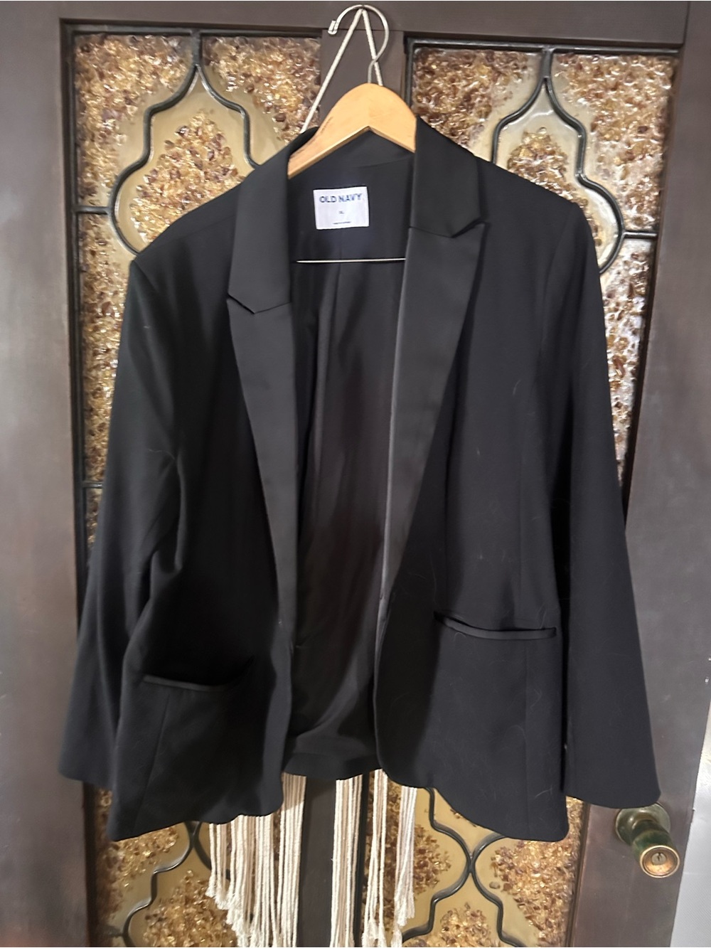 Old Navy Black Women's Satin-Lapel Blazer